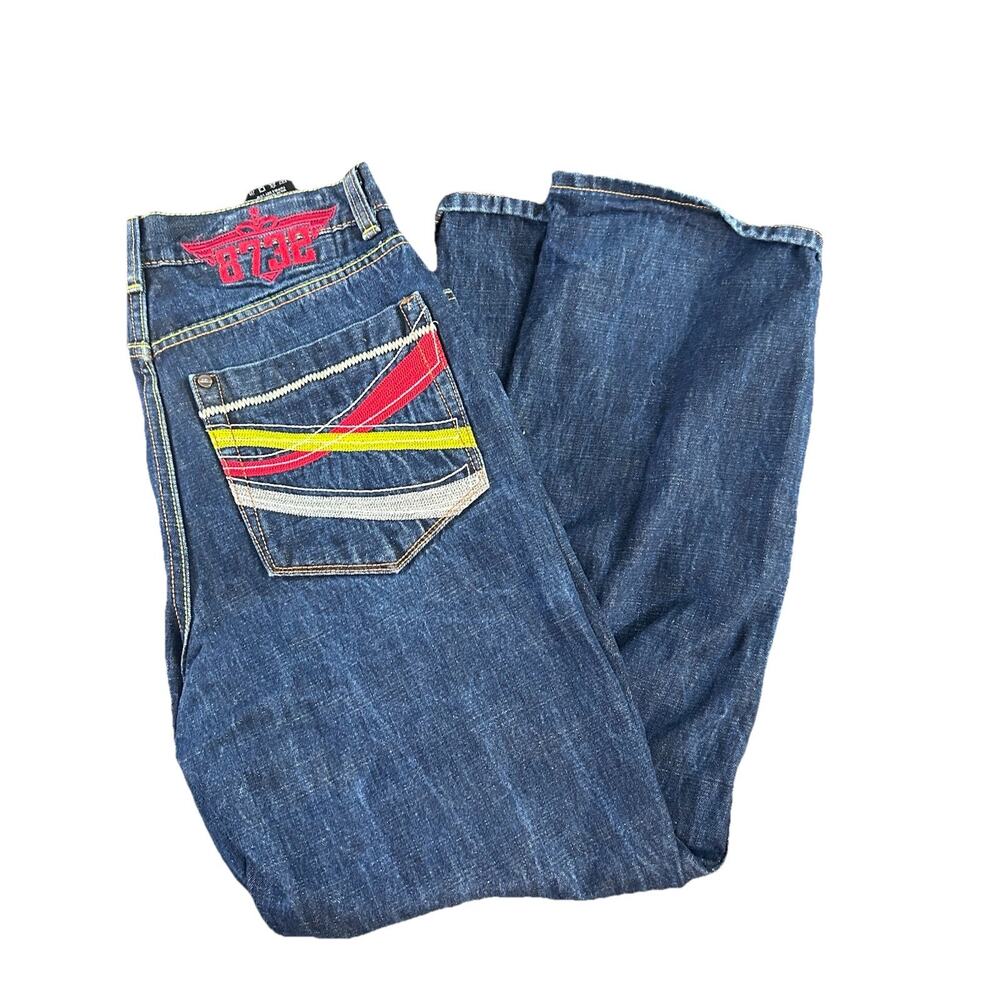 Eight 732 jeans Men’s Sz 34x33 Baggy Y2K Vintage Embroidered Pocket